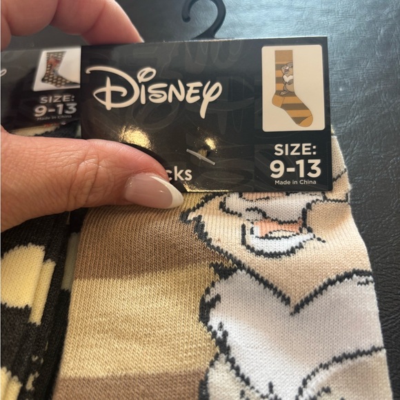 Disney’s Bambi & Thumper  Crew Socks Black brown cream. Size 9-13 - Picture 4 of 4